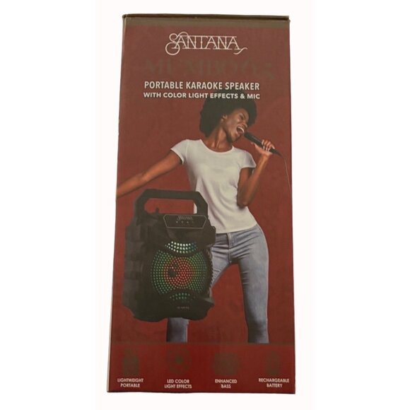 Santana Mumbo 6.5" Portable Karaoke Speaker With Color Light Effects &‎ Mic - Picture 3 of 13